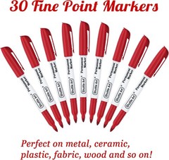 Shuttle Art Permanent Markers, 30 Pack Red 1 Count (Pack of 30),