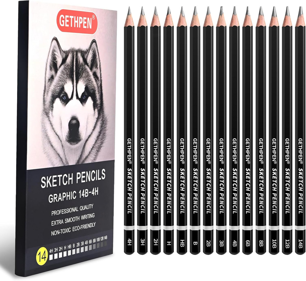 Professional Drawing Sketching Pencil Set – 14 Pieces Graphite Pencils(14B – 4H)
