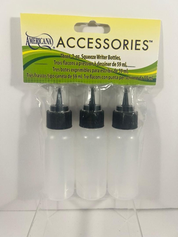 Americana DecoArt Squeeze Writer Bottles – 3 pack – 2 Ounce – Brand New