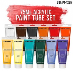 US Art Supply 12 Color 75 ml Acrylic Paint Tubes Draw Painting Artist Studio Set