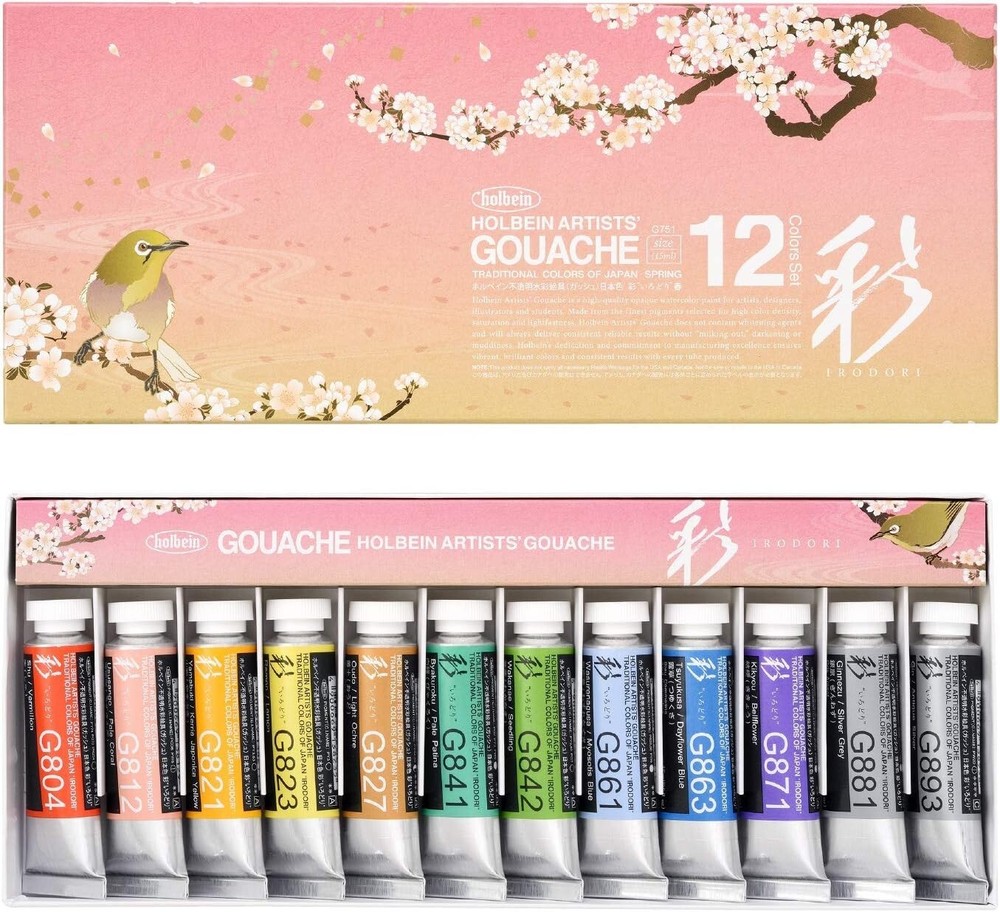 Holbein SPRING Artist’ Gouache Traditional Colours of Japan Irodori Set of 12