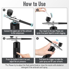 Portable Wireless Airbrush Kit with Compressor for Nail Art, Makeup, Cake Dec…