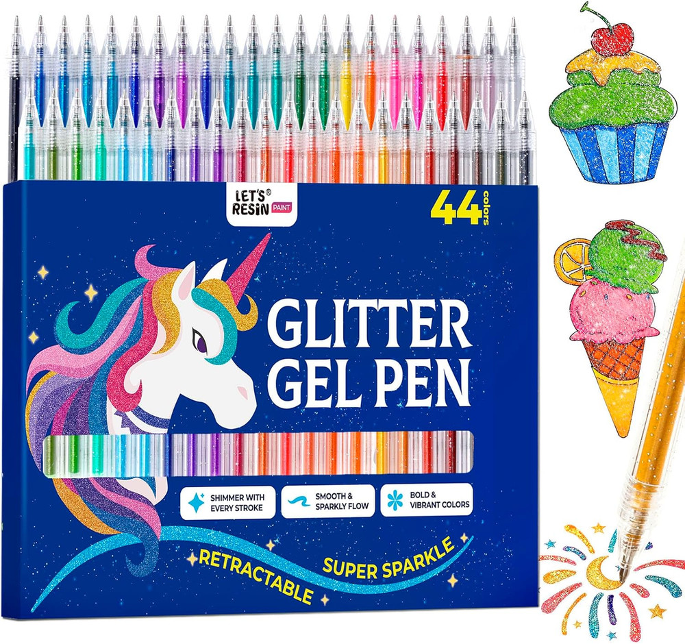 PAINT Glitter Gel Pens,44 Metallic Sparkly Colors Glitter Pen,Quick-Drying Gel I
