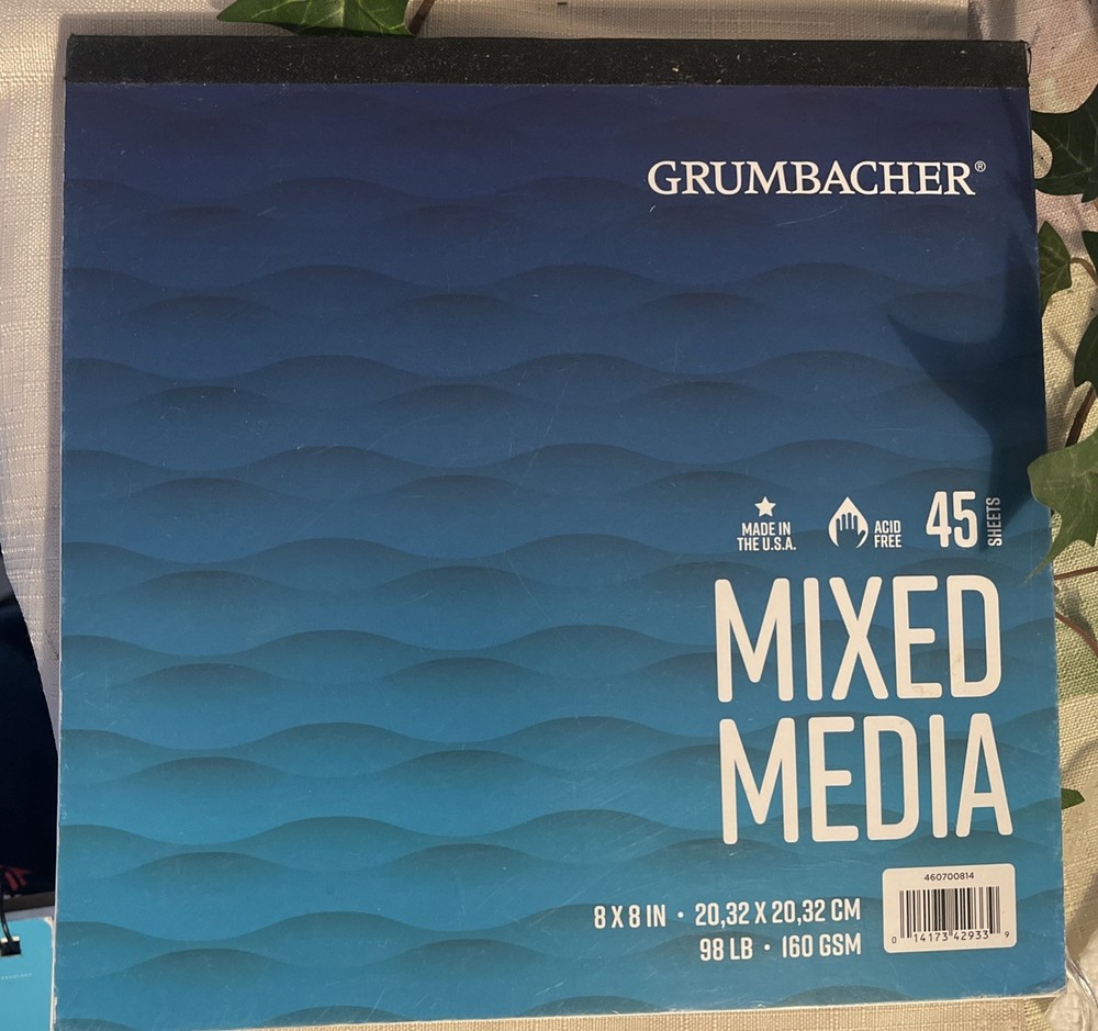 Grumbacher 8X8 Mixed Media Paper Pad 98 Lb 160 Gsm 45 Sheets Tape Bound New