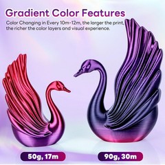dikale Silk Gradient Color PLA+ 3D Printer 250g, Red-black-purple