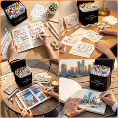 51 Colors Dual Tip Alcohol Markers Set – Brush & Fine Tips for Artists, Permanen