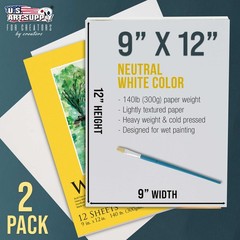 9″ x 12″ Watercolor Painting Paper Pads, 2 Pads, 12 Sheets Each, 140lb 300gsm