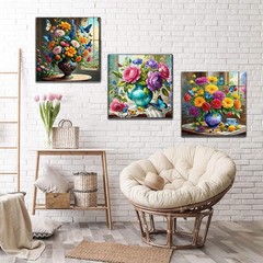 Diamond Painting Kits for Adults,3 Pack Flower Vase Diamond Art for Beginners…