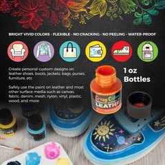 Premium Acrylic Shoe & Leather Paint Kit 13-Color with 4 Brushes (1 oz Bottle…