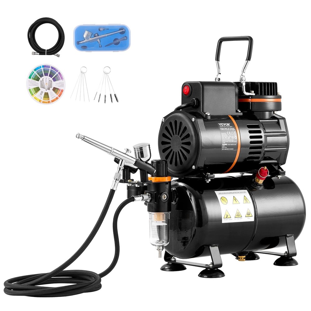 Vevor Kit Air Brush Set Kit 3.5L Air Storage Tank Dual Fan Air Tank Compressor
