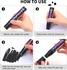 miikoul 4 Pcs Jumbo Black Permanent Markers, Large 15mm Felt Tip Wide