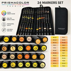Prismacolor Premier 24 Dual Tip Art Markers Set Brush Chisel W/ Case Tested #4