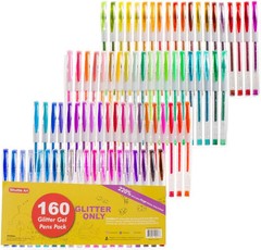 160 Pack Glitter Gel Pens Set With 80 Colors And Refills Smooth Writing