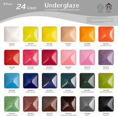 Underglaze Set – Concentrated Opaque Liquid Underglaze with a Red Brush for Pott