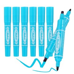 Broad & Fine Tip Markers, 8Pcs Oil-Based Markers Highlighter, Light Blue