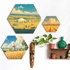 Falling in Art Wooden Hexagon Shaped Panel Boards Kit, 3/4″ Deep Wood Canvas …