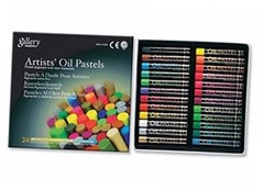 Gallery Artists’ Oil Pastels Set of 24 – Metallic 12 + Fluorescent 12 Coulurs