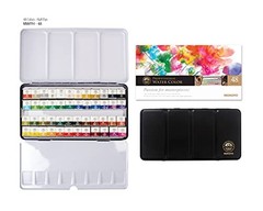 48 Count Assorted Solid Paint Set 48 Colors Portable Half Pan For Outdoors