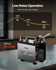 VEVOR Airbrush Kit Air Brush Kit 1/6 HP Air Compressor 1 Airbrush 3 Tips Paint