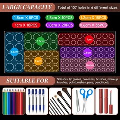 HESHUYU Acrylic Paint Brush Holder 105 Holes Clear Paintbrush Holder Organize…