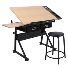 Drafting Drawing Table Desk 9 Levels Adjustable angle with Stool Arts Crafts
