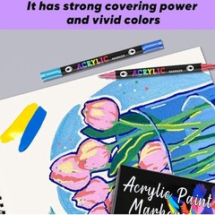 Acrylic Paint Marker Pens Set Brush/Fine Dual Tip Permanent Waterproof Opaque