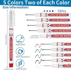 Long Head Deep Hole Marker Pens, 15pcs Long Nib Marker 20mm Quick Dry Waterpr…