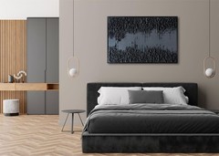 Framed Black Canvas Wall Art, Modern Abstract Oil Paintings, Relief Texture W…
