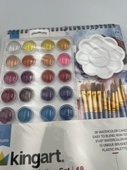 Kingart® Studio Watercolor Pan 36 Colors Sturdy Palette Brushes Watercolor Pad