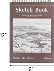 Sketch Book 9×12 Inches Top Spiral Bound 100 Sheets Drawing Paper