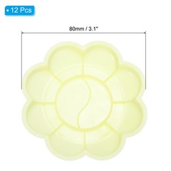 10 Wells Paint Tray Palette 12pcs Painting Pallet Holder Flower Shape, Yellow