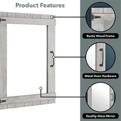 FirsTime & Co. Gray Weathered Barn Door Wall Mirror, Vintage Decor for Bedroo…
