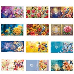pigpigboss 12 Packs Flower Butterfly Diamond Painting 15 cm x 15 cm, Red