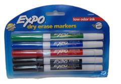 2 packs Expo Low Odor Dry Erase Markers, Fine Tip, Assorted, 5 Count