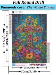 Cross Flower Diamond Art Kits for Adults, 5D Diamond Painting Kits for Adults Be