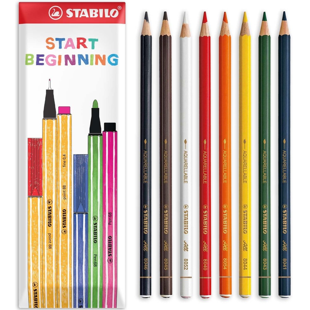 STABILO All Watercolour Effect Pencil – 1 Count (Pack of 8), Assorted