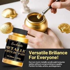 Acrylic Metallic Paint, 3 Colors 24k Gold & Bright Gold & Silver 31.75oz(900g),