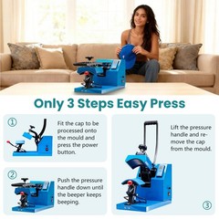 Hat Heat Press Machine 3.2 x5.5 PTFE Plate 570 F LCD Display KMJ-01-OL OLIXIS