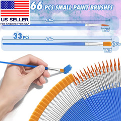 66 Pcs Small Paint Brushes Set – round & Flat Brush Bulk for Detail Painting, P