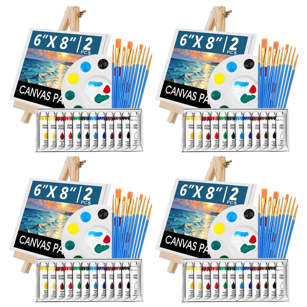 104PCS Acrylic Paint Canvas Set, Acrylic Painting Kit with 4 Set of 12 Colors…