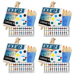 104PCS Acrylic Paint Canvas Set, Acrylic Painting Kit with 4 Set of 12 Colors…