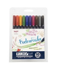 Tombow Fudenosuke Colour 10 Colours Calligraphy Brush Pen Set