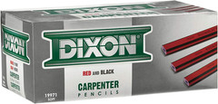 Industrial Carpenter Pencils, Soft Graphite Core, Red/Black, 7″, 12-Pack (19971)