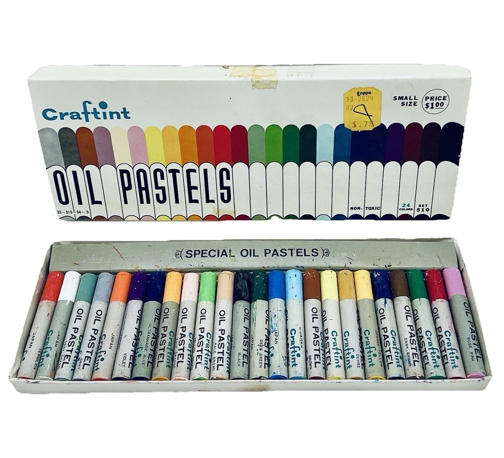 CRAFTINT OIL PASTELS 24 COLORS SMALL SIZE SET #510 NEW OLD STOCK