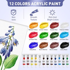 104PCS Acrylic Paint Canvas Set, Acrylic Painting Kit with 4 Set of 12 Colors…