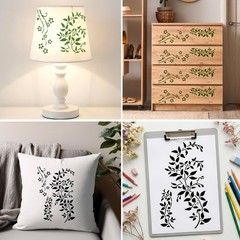 Large Vine Stencils for Painting on Wood Wall, 10.2 inches x 7 inches, White