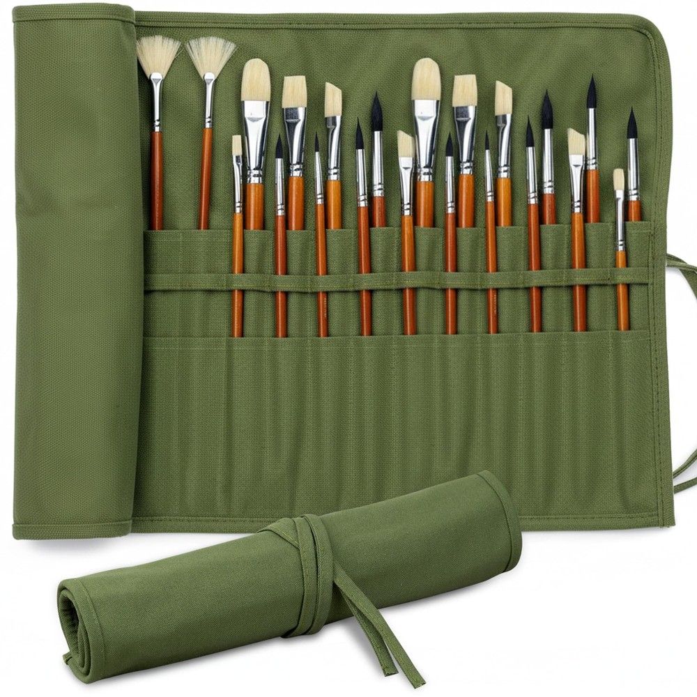 30-Slot Roll-Up Paint Brush Holder, Premium Canvas Brush Organizer for Artist…