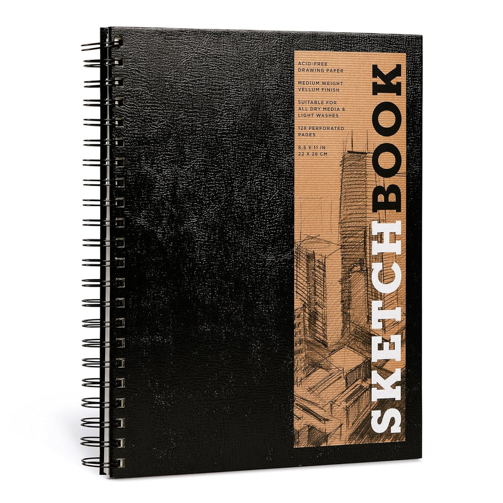 Sketchbook 8.5 X 11″ Black Spiral Hardcover Mixed Media Sketchbook for Drawing:
