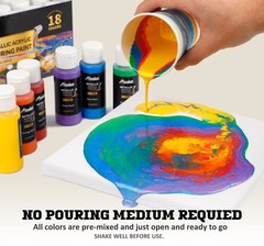 ABEIER Metallic Acrylic Pouring Paint Set – of 18 metallic colors