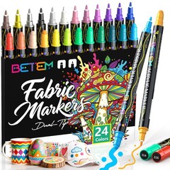 Betem 24 Colors Dual Tip Acrylic Paint Markers, 1 Count (Pack of 24), White